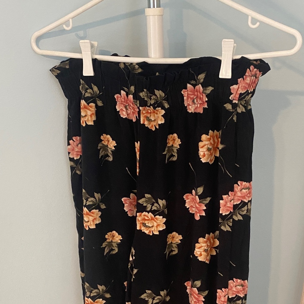 Floral Black Flare Pants